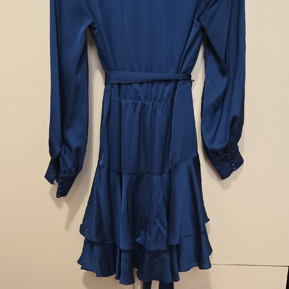 Blue Wrap Tiered Ruffled Dress - Picture 4 of 6